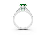 White gold Heart Cut Emerald Split Shank Engagement Ring with Pavé Band_3