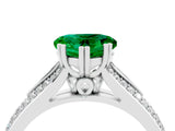 White gold Heart Cut Emerald Split Shank Engagement Ring with Pavé Band_4