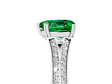 White gold Heart Cut Emerald Split Shank Engagement Ring with Pavé Band_5