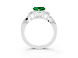 White gold Heart Cut Emerald Three-Stone Ring with Pavé Split Shank and Four-Prong Setting_27
