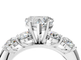 White gold Heart Cut Five-Stone Prong Set Diamond Ring with Classic Band_91
