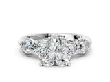 White gold Heart Cut Five-Stone Prong Set Diamond Ring with Classic Band_92