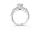 White gold Heart Cut Five-Stone Prong Set Diamond Ring with Classic Band_95