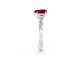 White gold Heart Cut Garnet Cluster Side Stone Solitaire Ring with Prong Setting_26