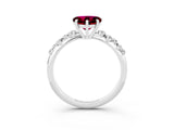 White gold Heart Cut Garnet Cluster Side Stone Solitaire Ring with Prong Setting_27