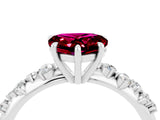 White gold Heart Cut Garnet Cluster Side Stone Solitaire Ring with Prong Setting_28