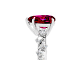 White gold Heart Cut Garnet Cluster Side Stone Solitaire Ring with Prong Setting_29