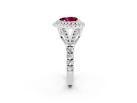 White gold Heart Cut Garnet Double Halo Ring with Split Shank and Prong Setting_14