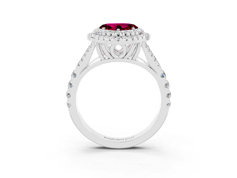 White gold Heart Cut Garnet Double Halo Ring with Split Shank and Prong Setting_27