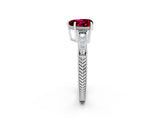 White gold Heart Cut Garnet Engagement Ring with Milgrain Channel Set Band and Prong Setting_2