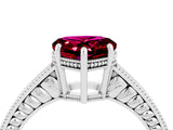 White gold Heart Cut Garnet Engagement Ring with Milgrain Channel Set Band and Prong Setting_4