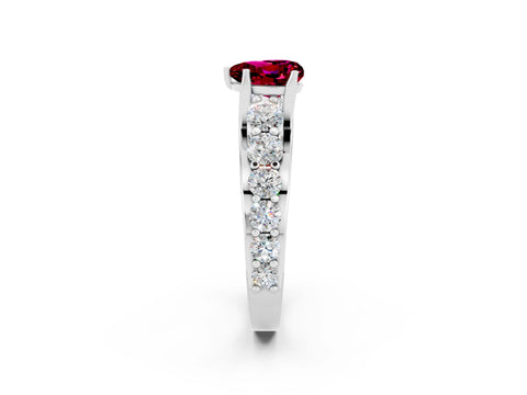 White gold Heart Cut Garnet Engagement Ring with Pavé Band and Four-Prong Setting_2