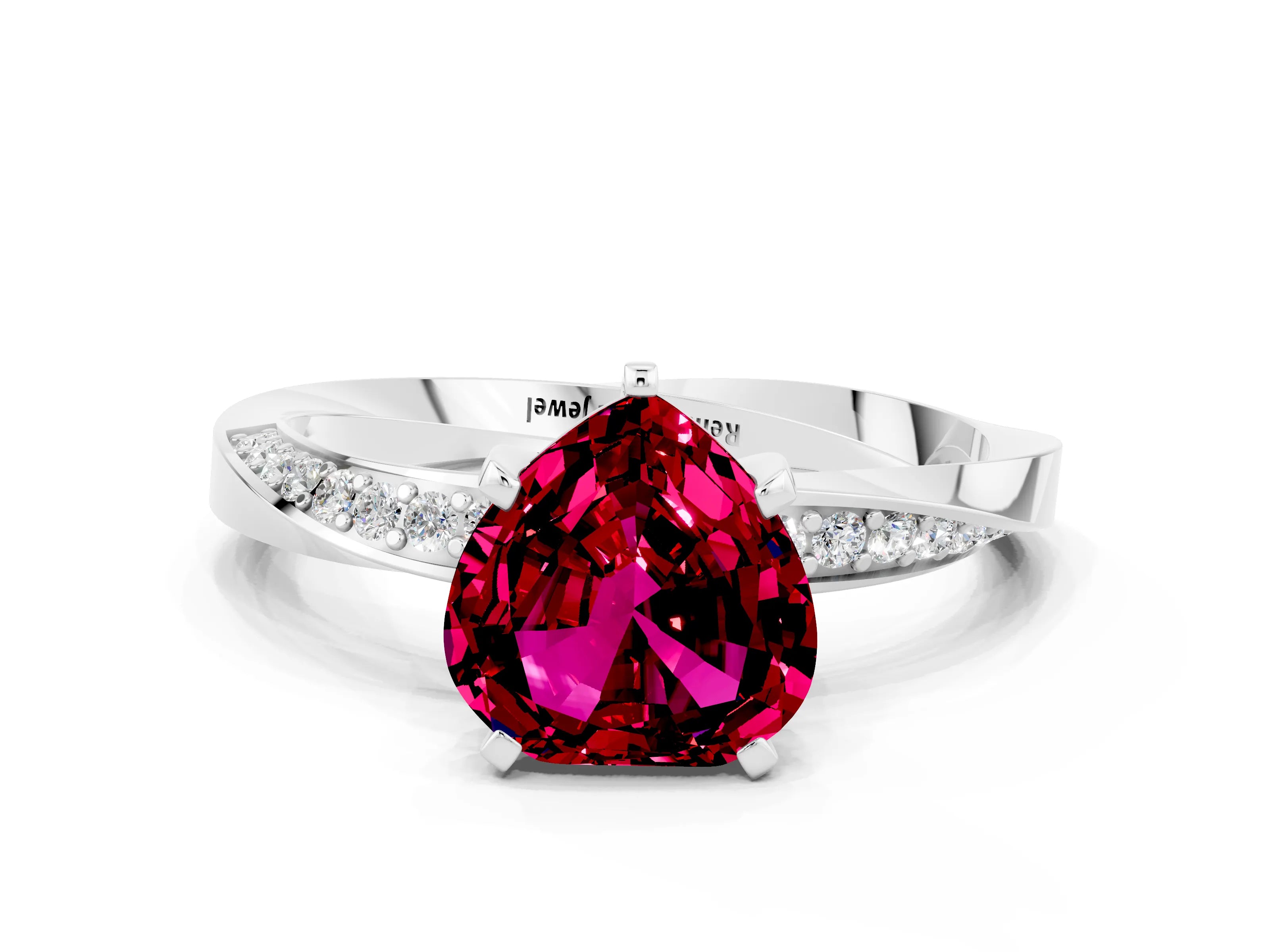 White gold Heart Cut Garnet Engagement Ring with Side Stone Accents and Four-Prong Setting_24
