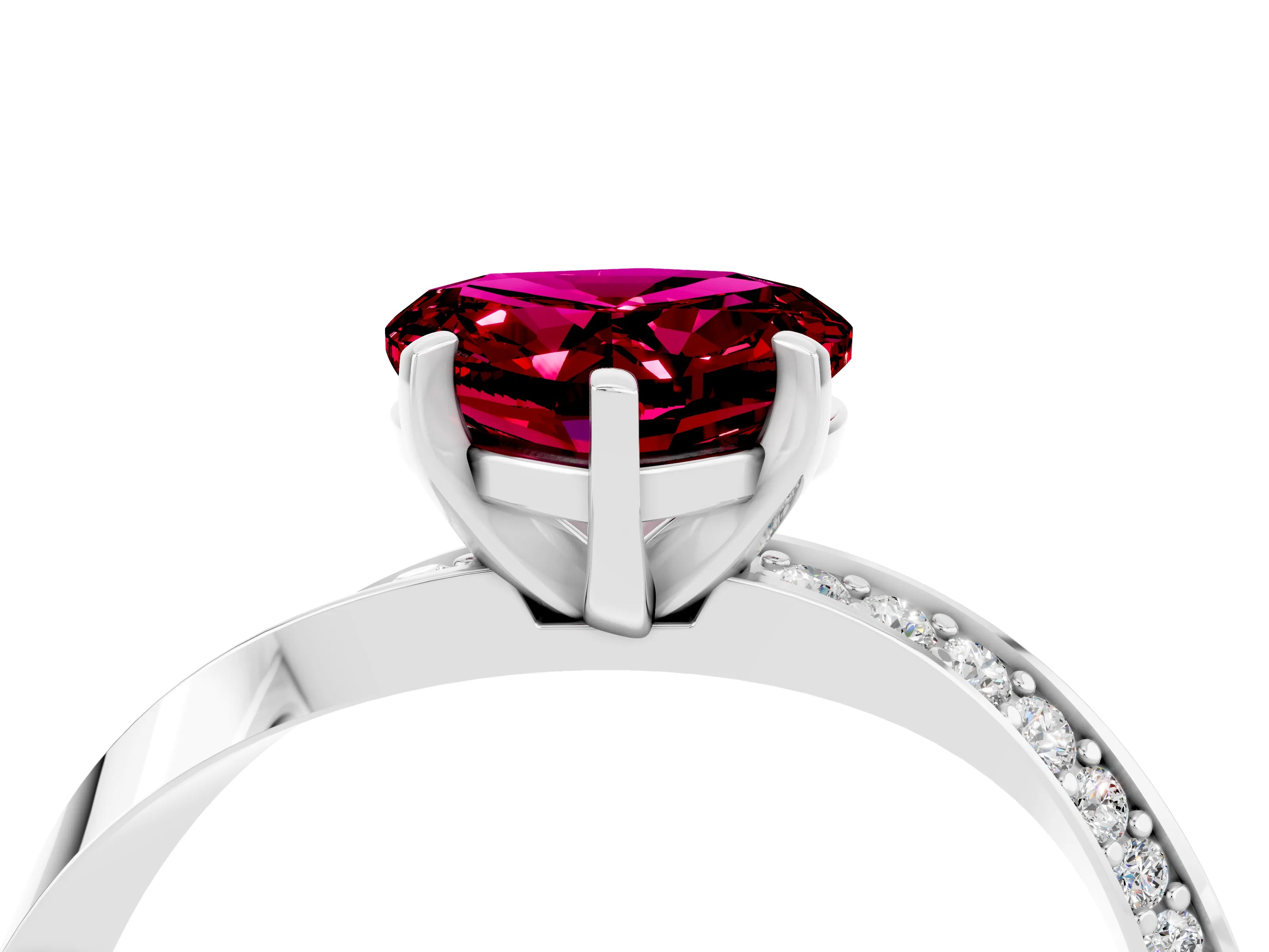 White gold Heart Cut Garnet Engagement Ring with Side Stone Accents and Four-Prong Setting_28