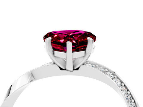 White gold Heart Cut Garnet Engagement Ring with Side Stone Accents and Four-Prong Setting_28