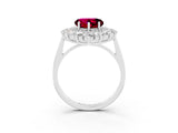 White gold Heart Cut Garnet Floral Double Halo Engagement Ring with Prong Setting_111