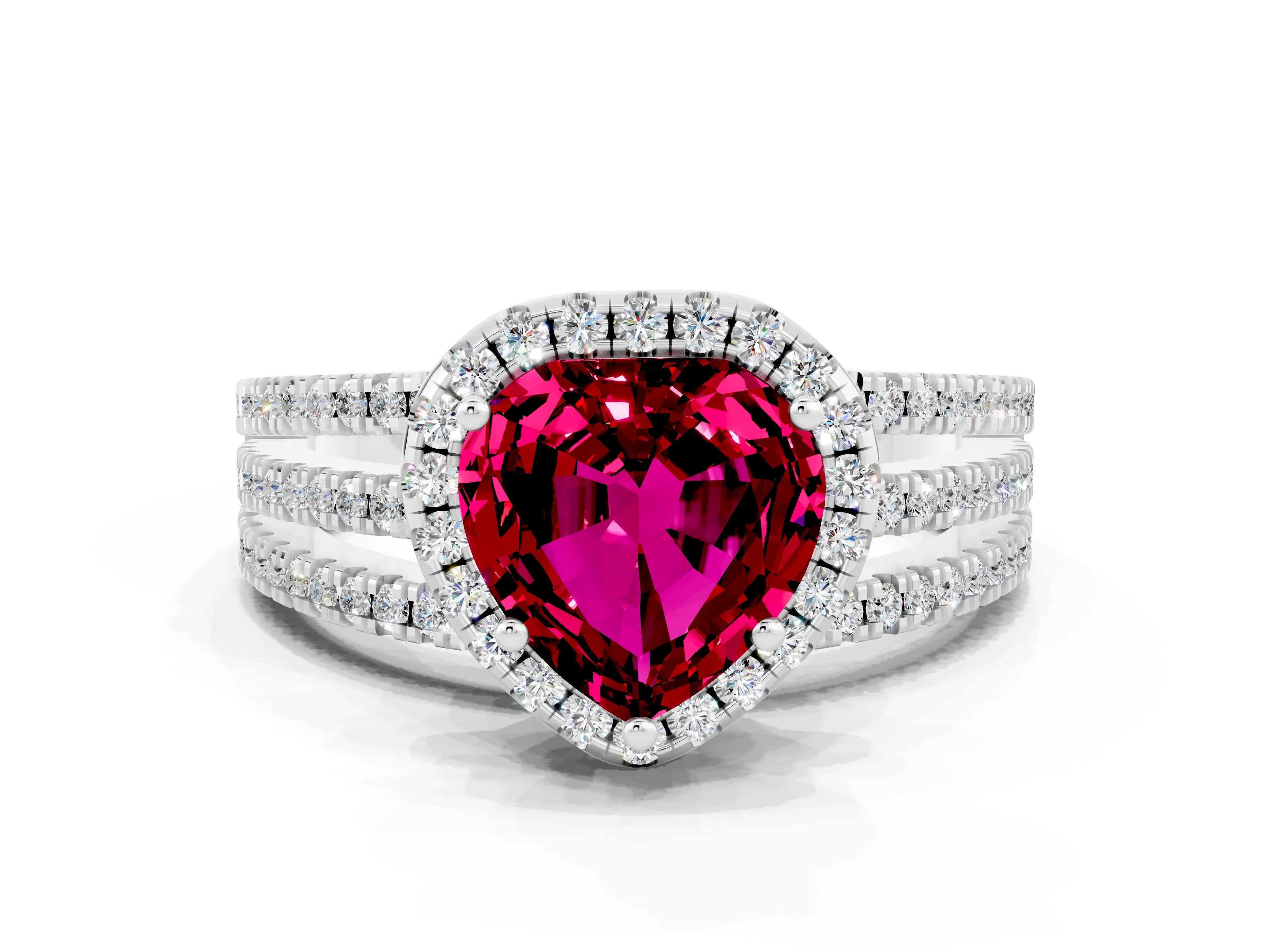 White gold Heart Cut Garnet Halo Engagement Ring with Split Shank and Four-Prong Setting_12