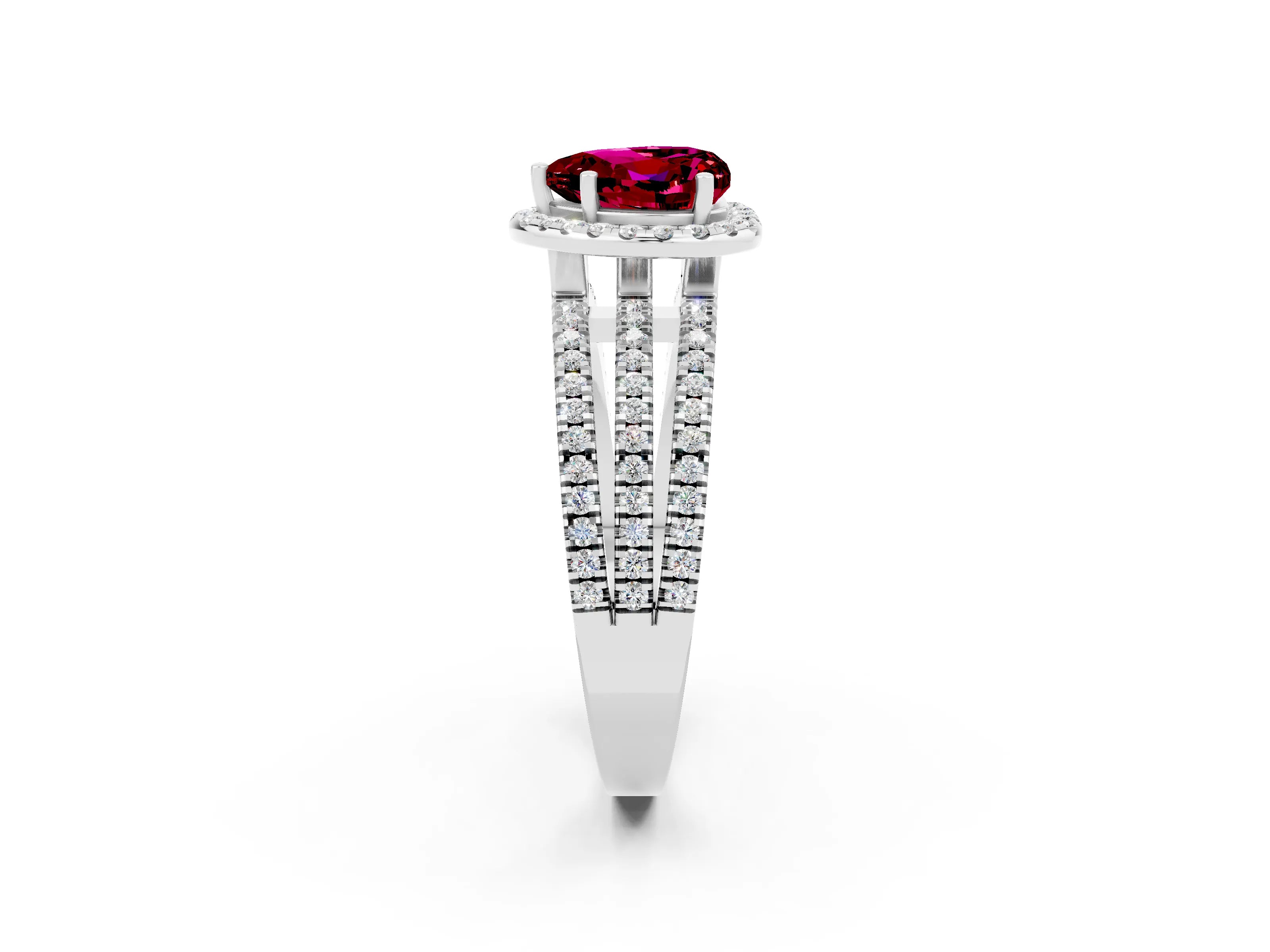White gold Heart Cut Garnet Halo Engagement Ring with Split Shank and Four-Prong Setting_14
