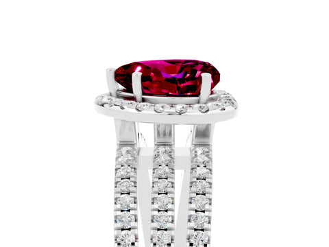 White gold Heart Cut Garnet Halo Engagement Ring with Split Shank and Four-Prong Setting_5
