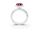 White gold Heart Cut Garnet Halo Ring with Round Split Shank and Prong Setting_63