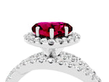 White gold Heart Cut Garnet Halo Ring with Round Split Shank and Prong Setting_64