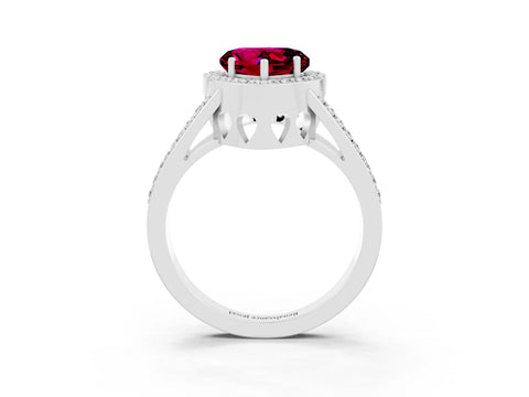 White gold Heart Cut Garnet Halo Ring with Split Shank U-Prong Band and Four-Prong Setting_3