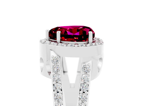 White gold Heart Cut Garnet Halo Ring with Split Shank U-Prong Band and Four-Prong Setting_5