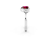 White gold Heart Cut Garnet Halo Ring with Tapered Band and Four-Prong Setting_2