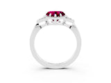White gold Heart Cut Garnet Halo Ring with Tapered Band and Four-Prong Setting_3