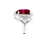 White gold Heart Cut Garnet Halo Ring with Tapered Band and Four-Prong Setting_5