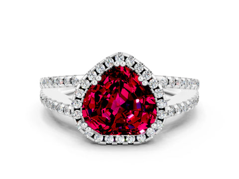 White gold Heart Cut Garnet Halo Split Shank Engagement Ring_12
