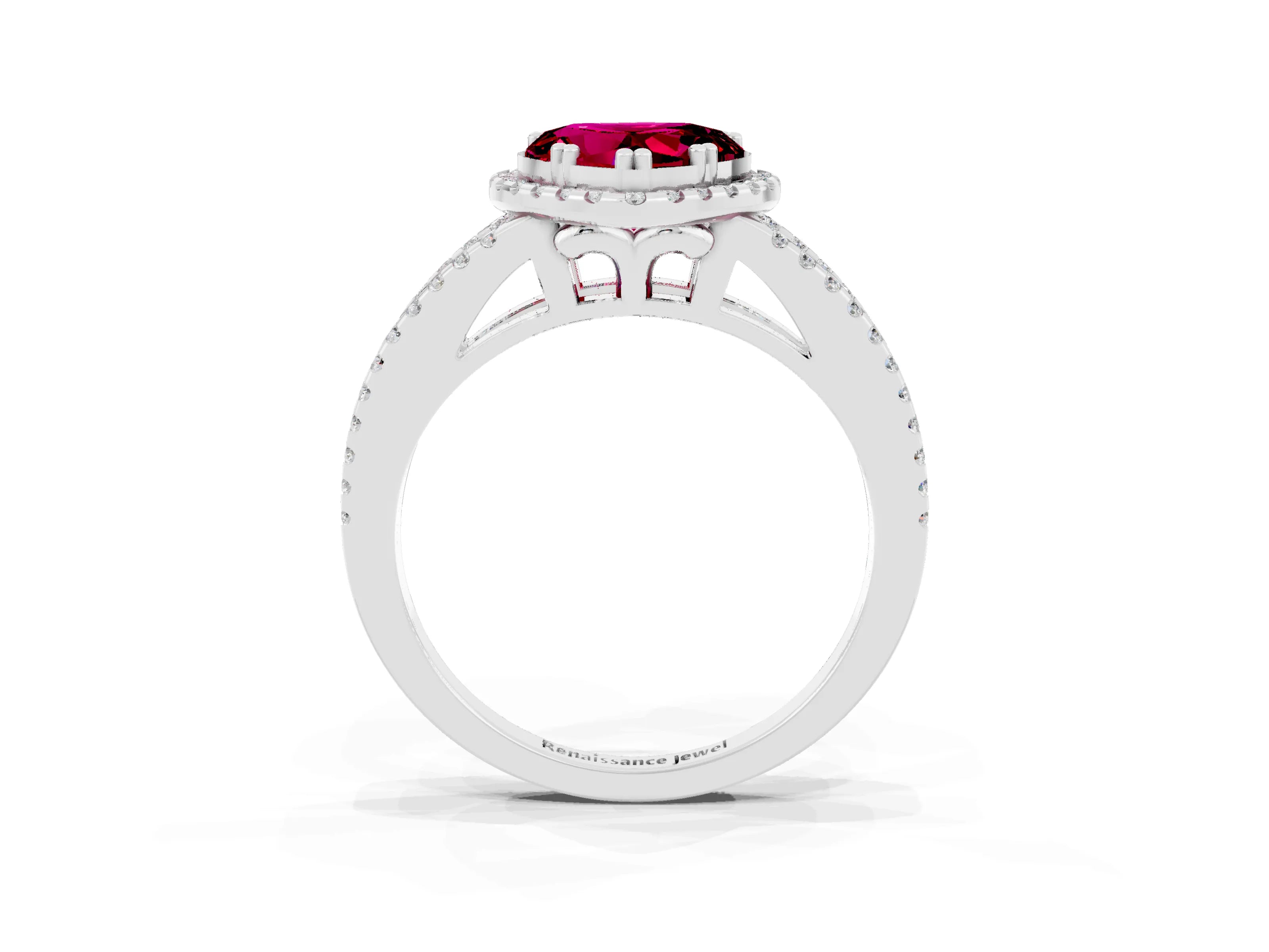 White gold Heart Cut Garnet Halo Split Shank Engagement Ring_15
