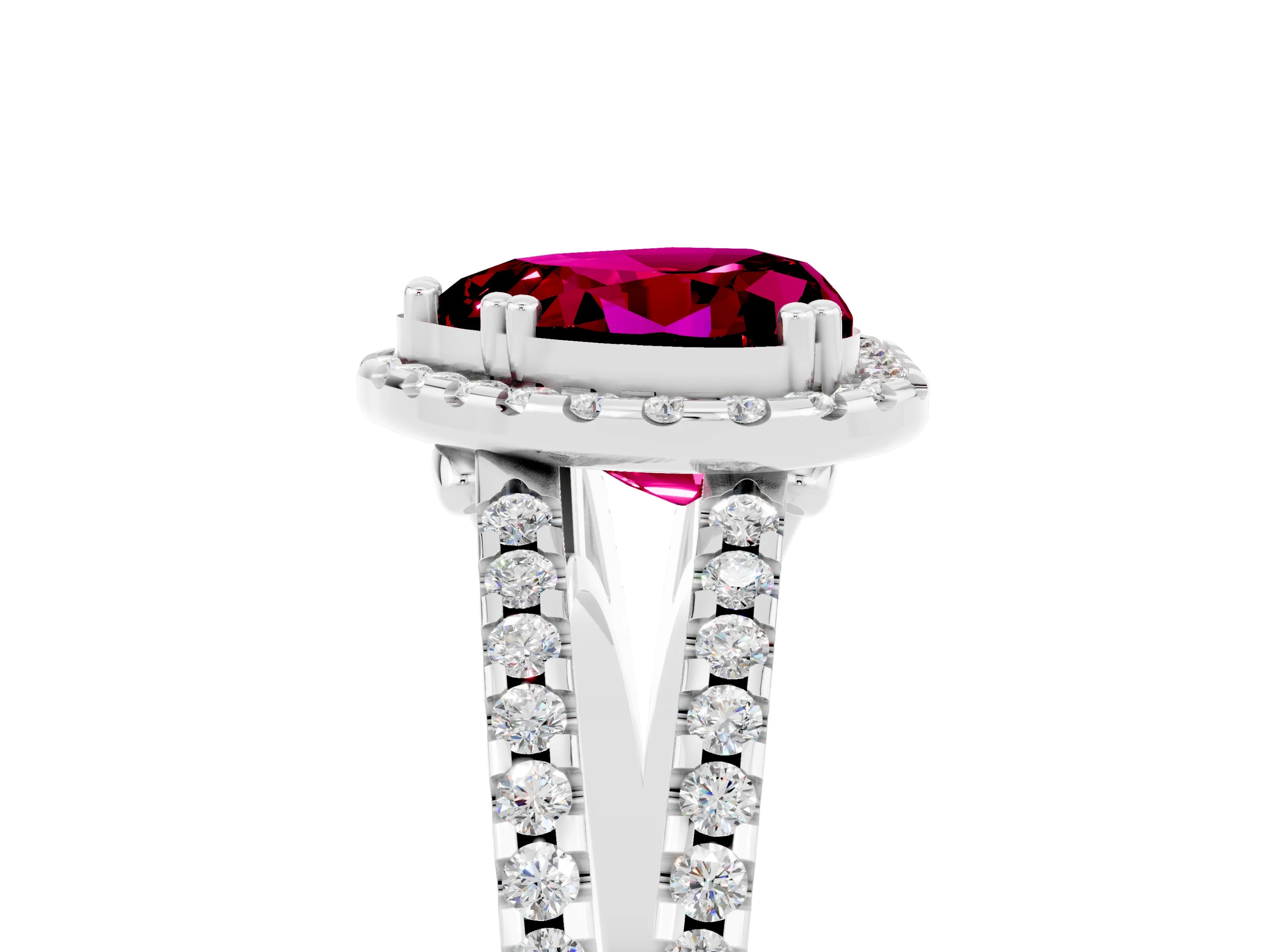 White gold Heart Cut Garnet Halo Split Shank Engagement Ring_17