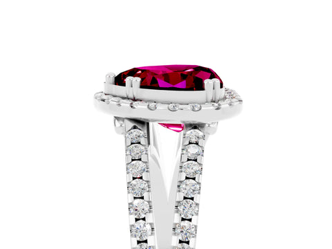 White gold Heart Cut Garnet Halo Split Shank Engagement Ring_17