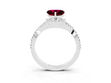 White gold Heart Cut Garnet  Halo Twist Band Solitaire Prong Setting Ring_51
