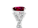 White gold Heart Cut Garnet  Halo Twist Band Solitaire Prong Setting Ring_53