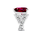 White gold Heart Cut Garnet Halo Twist Band Solitaire Prong Setting Ring_5