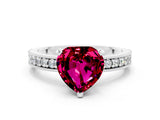 White gold Heart Cut Garnet Milgrain Pavé Engagement Ring with Four-Prong Setting_12