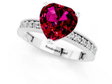White gold Heart Cut Garnet Milgrain Pavé Engagement Ring with Four-Prong Setting_13