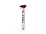 White gold Heart Cut Garnet Milgrain Pavé Engagement Ring with Four-Prong Setting_14