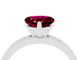 White gold Heart Cut Garnet Milgrain Pavé Engagement Ring with Four-Prong Setting_16