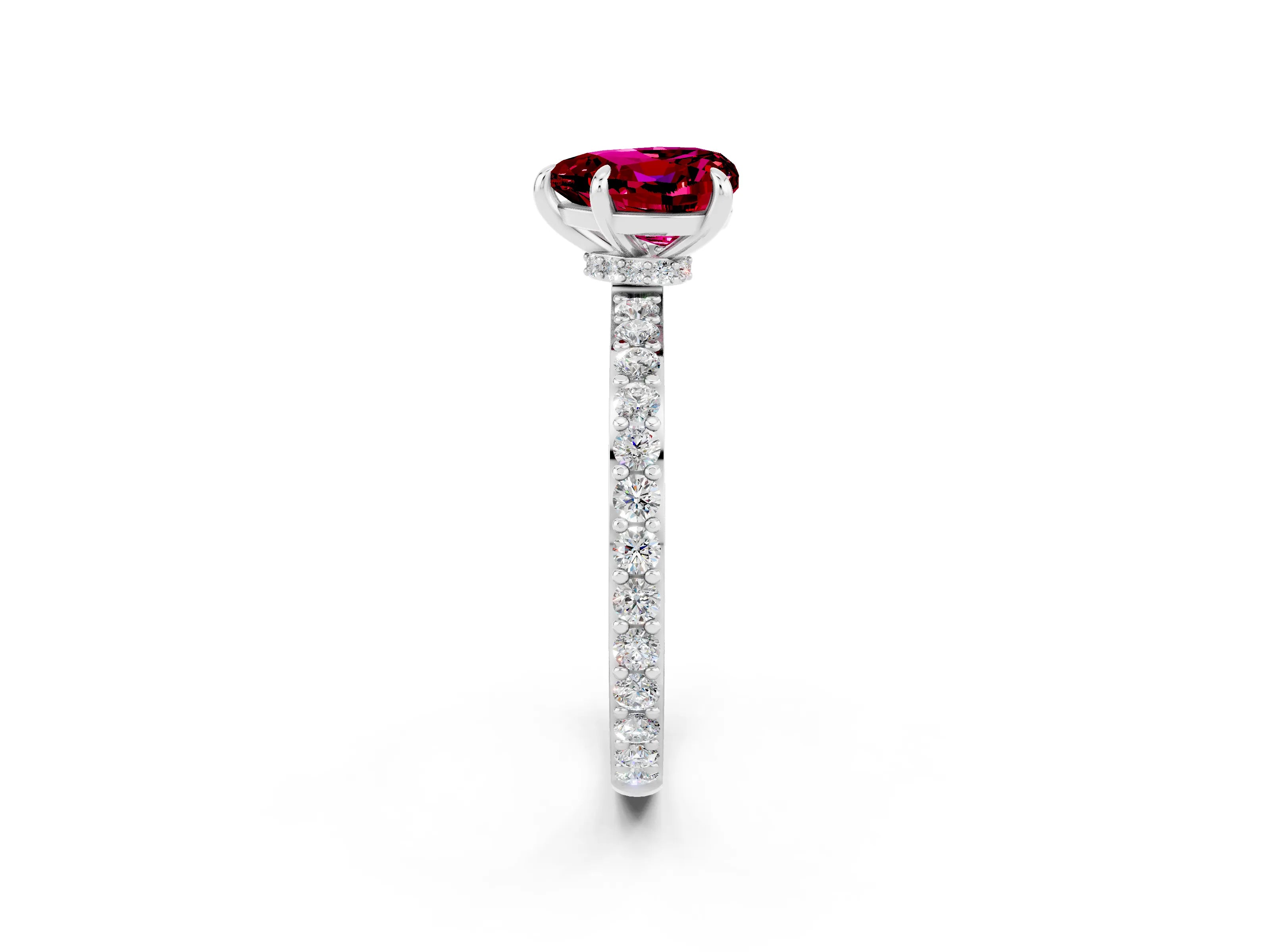 White gold Heart Cut Garnet Pavé Engagement Ring with Round  Accents and Prong Setting_14