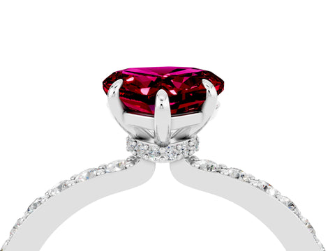 White gold Heart Cut Garnet Pavé Engagement Ring with Round  Accents and Prong Setting_16