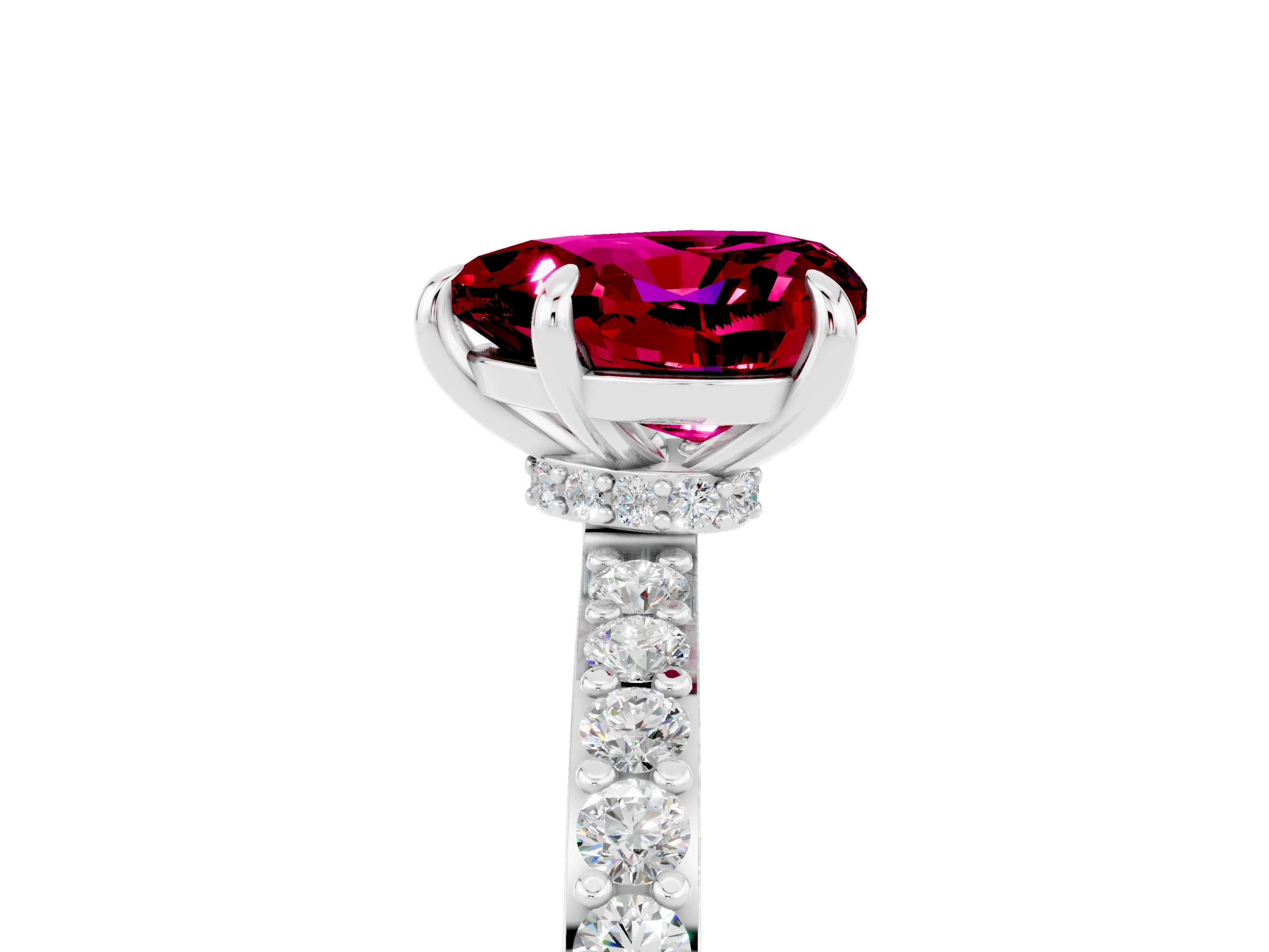 White gold Heart Cut Garnet Pavé Engagement Ring with Round  Accents and Prong Setting_17