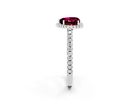 White gold Heart Cut Garnet Pavé Halo Ring with Four-Prong Setting_14