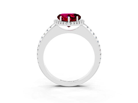 White gold Heart Cut Garnet Pavé Halo Ring with Four-Prong Setting_15