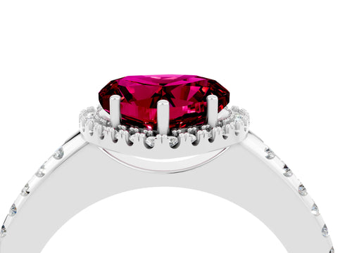 White gold Heart Cut Garnet Pavé Halo Ring with Four-Prong Setting_16