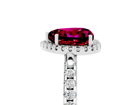 White gold Heart Cut Garnet Pavé Halo Ring with Four-Prong Setting_17