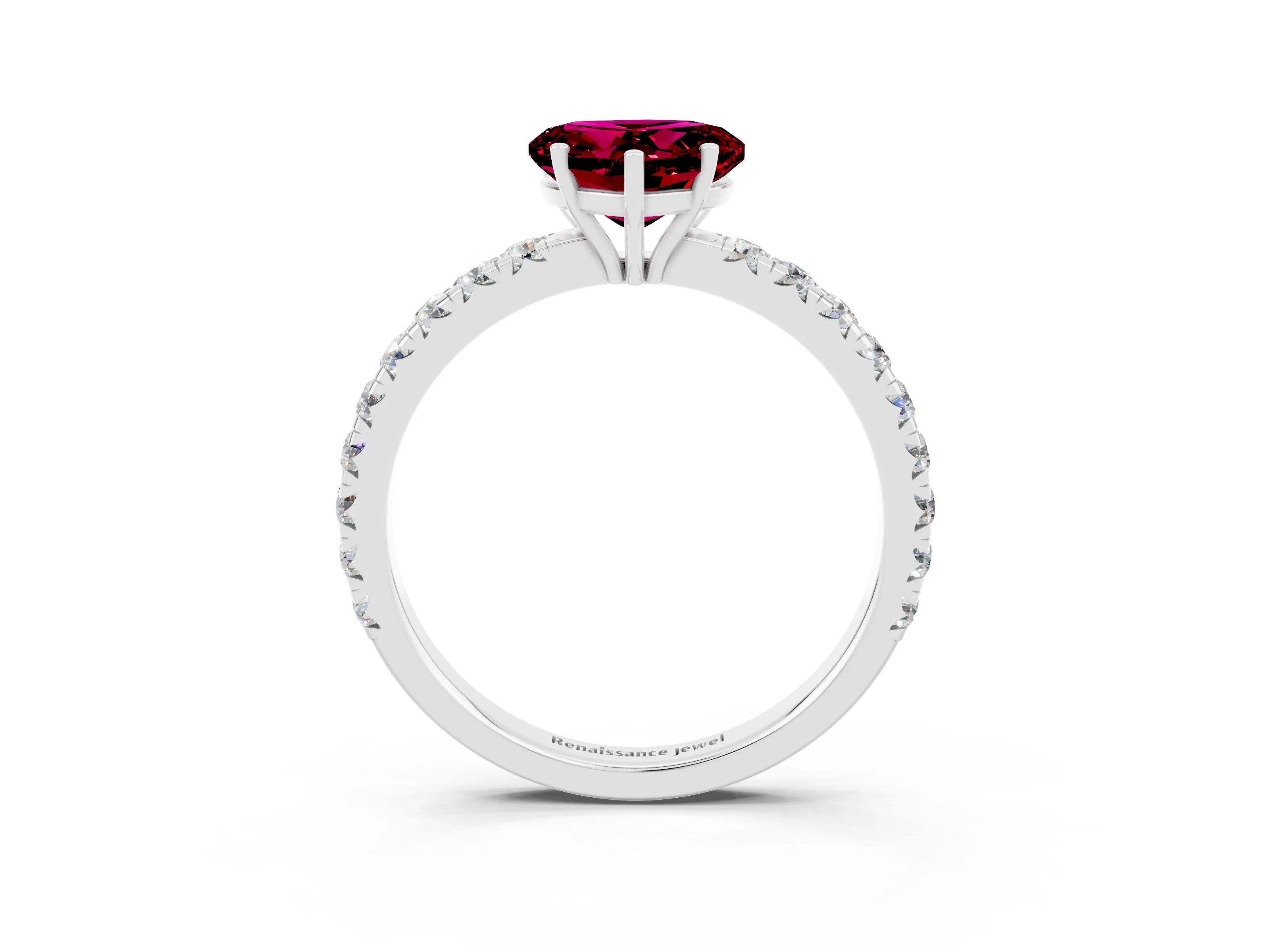 White gold Heart Cut Garnet Pavé Solitaire Engagement Ring with Four-Prong Setting_15
