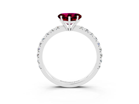 White gold Heart Cut Garnet Pavé Solitaire Engagement Ring with Four-Prong Setting_15
